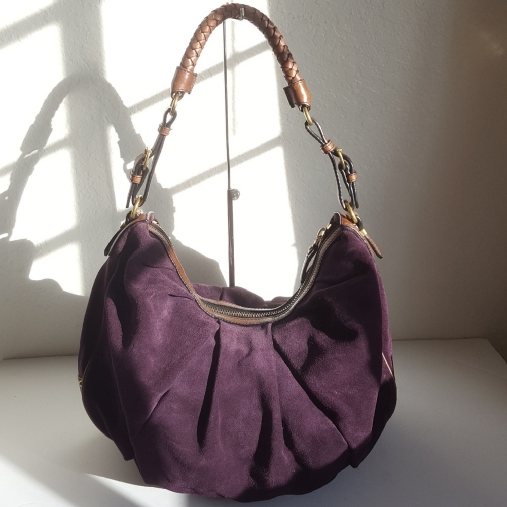 Beautiful Banana Republic Hobo Sued purple Plum Shoulder Bag - Picture 1 of 8